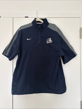 Nike Navy and Gray Myrtle Beach Pelicans Short-Sleeve Quarter-Zip Windbreaker